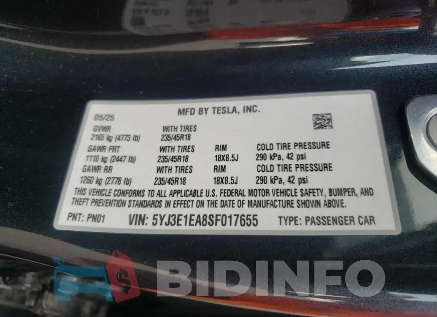 5YJ3E1EA8SF017655 Photo# 12