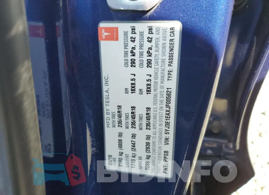 5YJ3E1EAXJF005621 Photo# 12