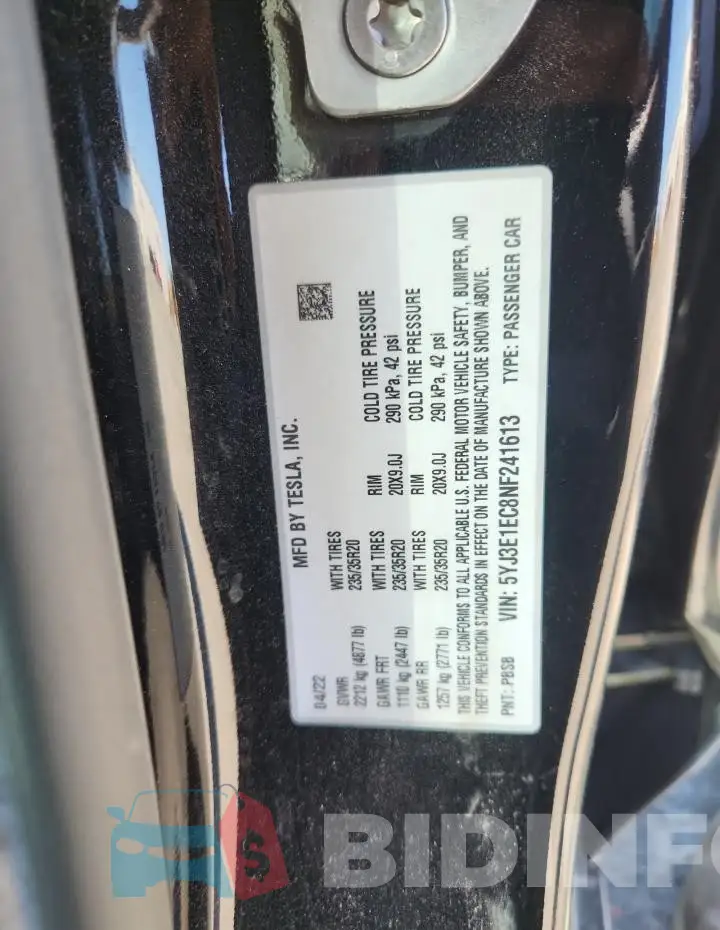 5YJ3E1EC8NF241613 Photo# 12