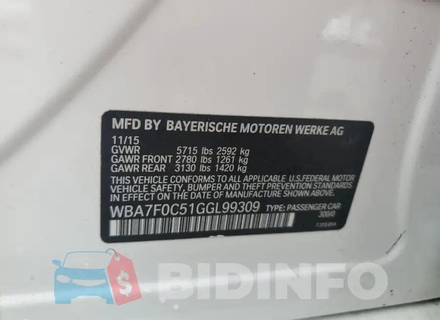 WBA7F0C51GGL99309 Photo# 12