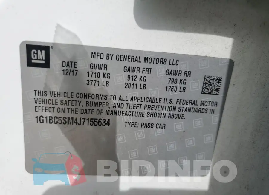 1G1BC5SM4J7155634 Photo# 12