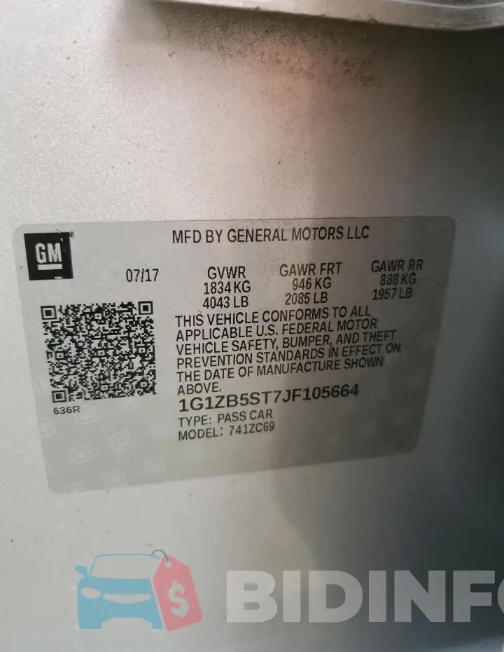 1G1ZB5ST7JF105664 Photo# 12