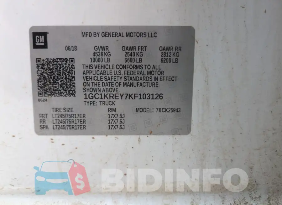 1GC1KREY7KF103126 Photo# 12