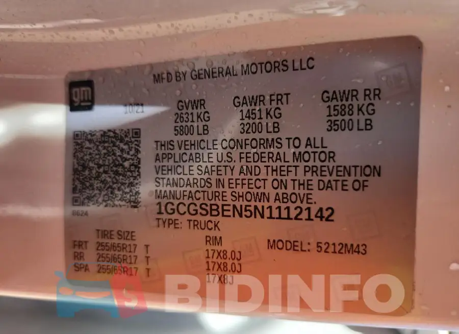 1GCGSBEN5N1112142 Photo# 12