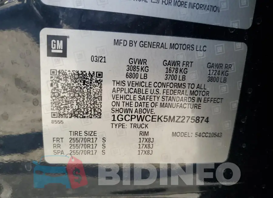 1GCPWCEK5MZ275874 Photo# 12