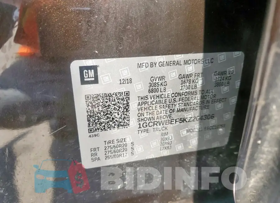 1GCRWBEF5KZ204306 Photo# 12