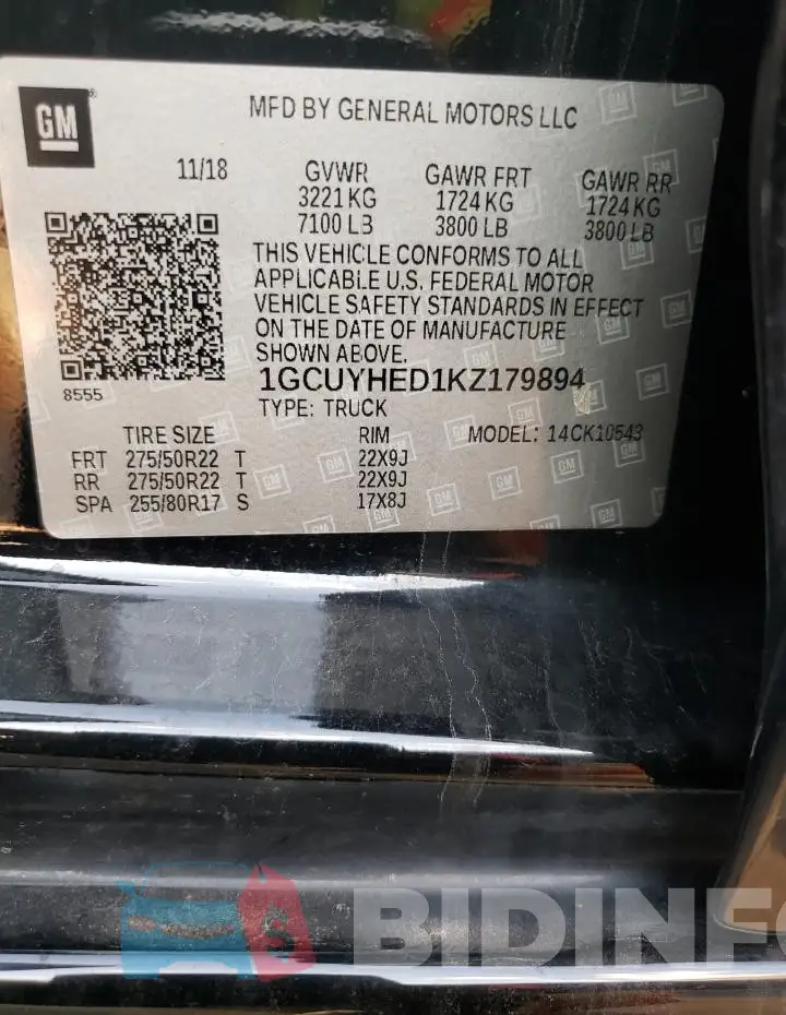 1GCUYHED1KZ179894 Photo# 12
