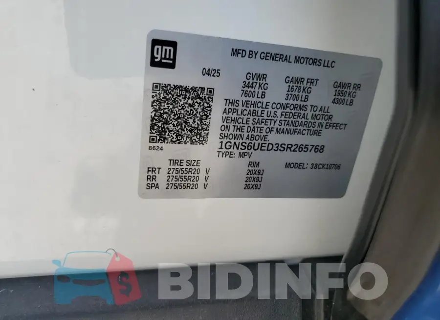 1GNS6UED3SR265768 Photo# 13