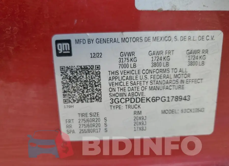 3GCPDDEK6PG178943 Photo# 12
