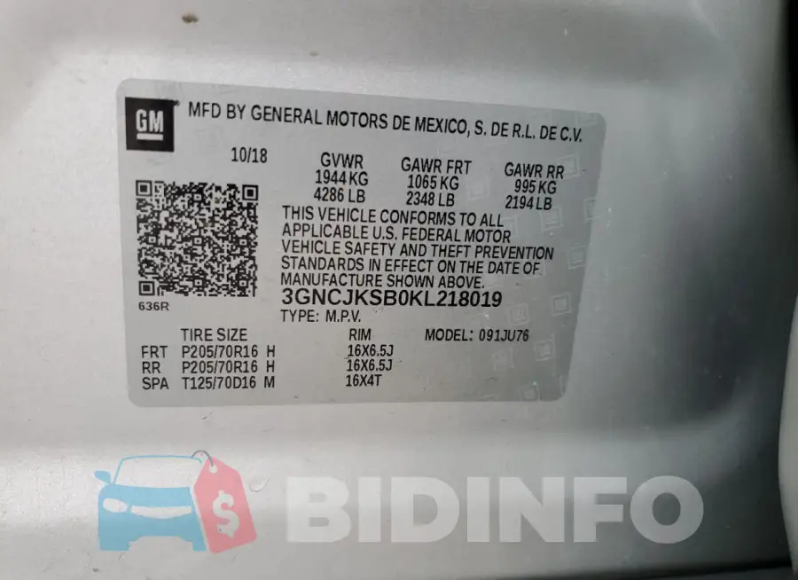 3GNCJKSB0KL218019 Photo# 13