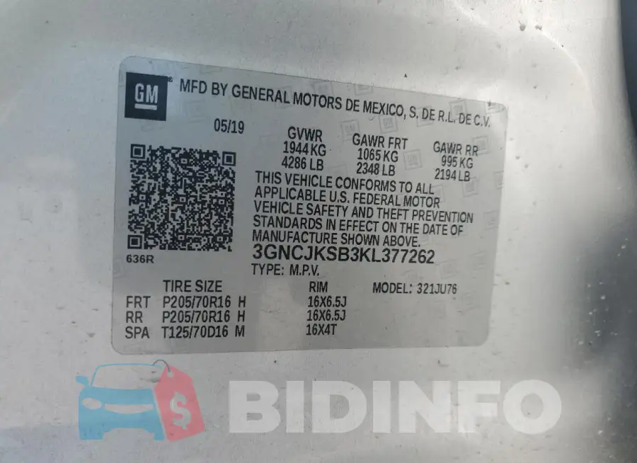 3GNCJKSB3KL377262 Photo# 13