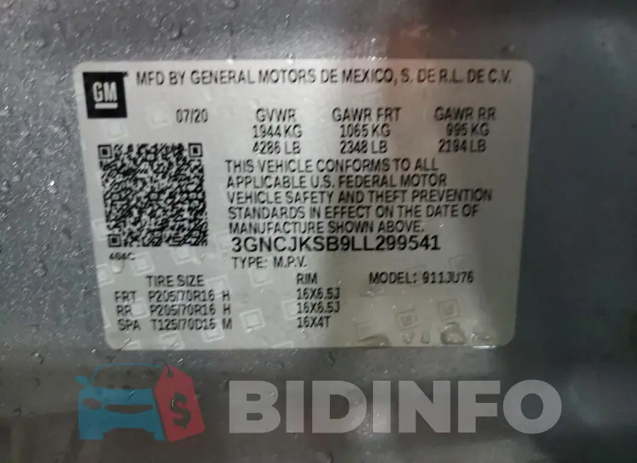 3GNCJKSB9LL299541 Photo# 14