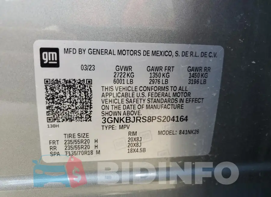 3GNKBJRS8PS204164 Photo# 13