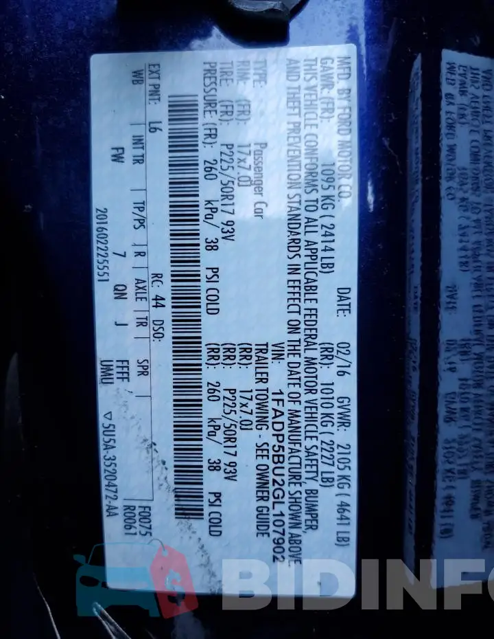 1FADP5BU2GL107902 Photo# 14