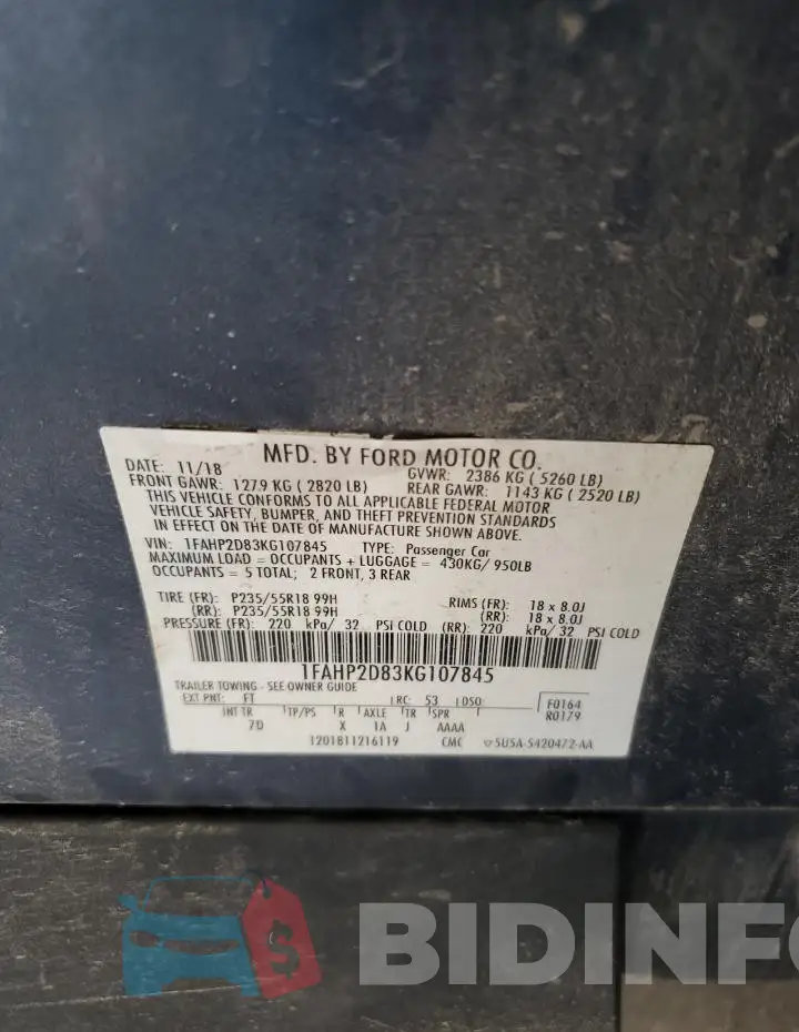 1FAHP2D83KG107845 Photo# 12