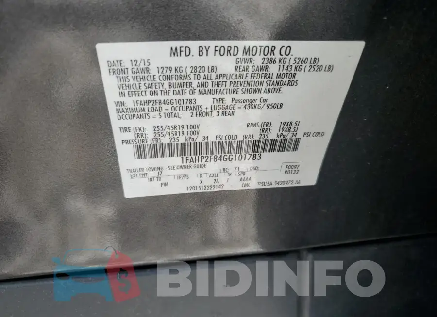1FAHP2F84GG101783 Photo# 12