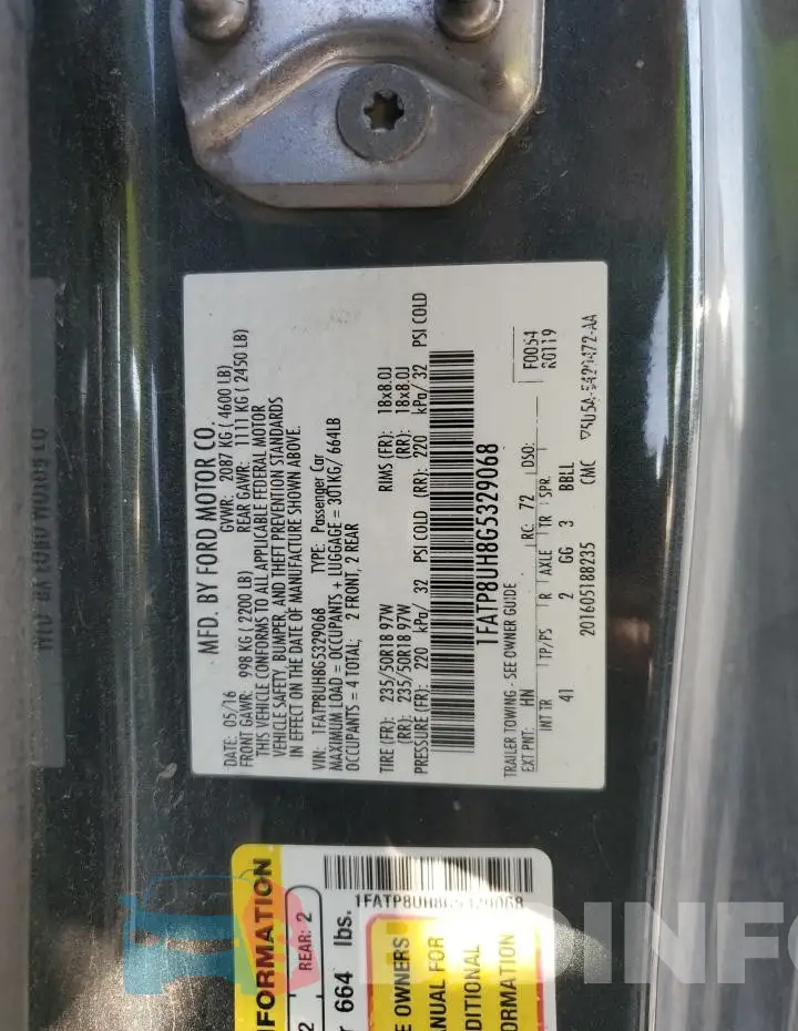 1FATP8UH8G5329068 Photo# 12