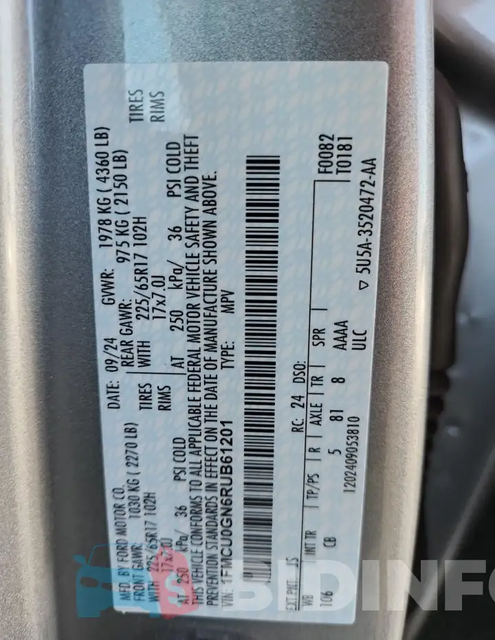 1FMCU0GN6RUB61201 Photo# 14