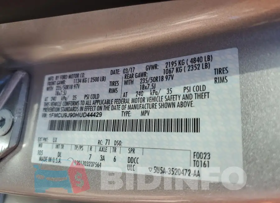 1FMCU9J90HUD44429 Photo# 14