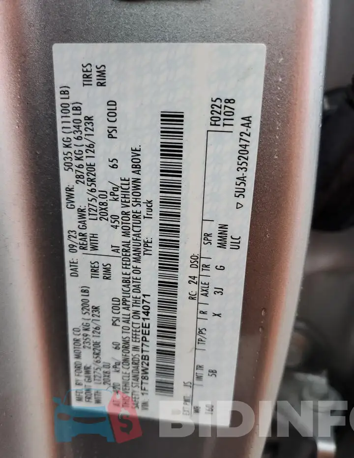 1FT8W2BT7PEE14071 Photo# 12