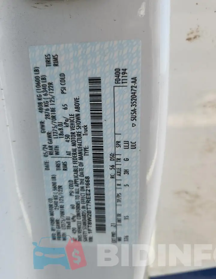 1FT8W2BT7REE21668 Photo# 12