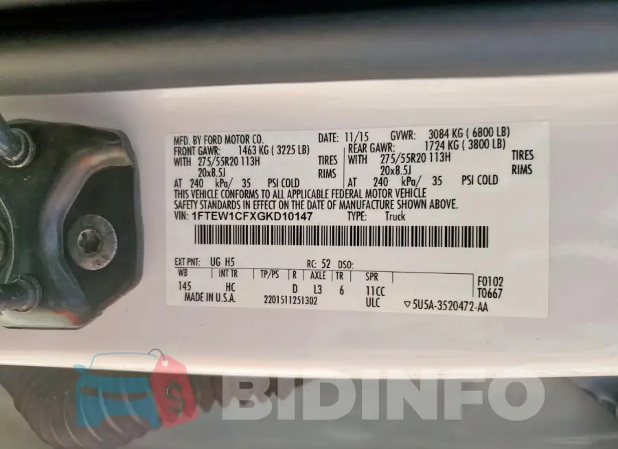 1FTEW1CFXGKD10147 Photo# 12
