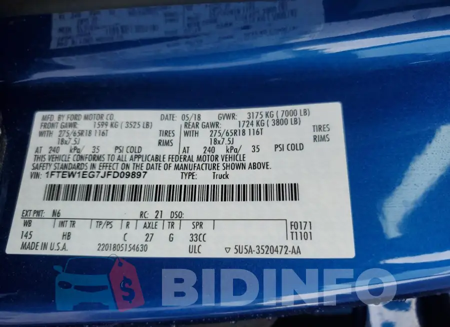 1FTEW1EG7JFD09897 Photo# 12