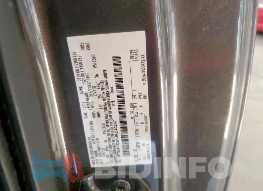 1FTEX1CB1JKC40247 Photo# 12