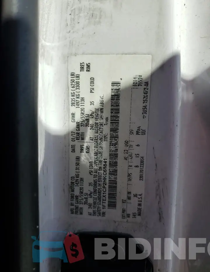 1FTEX1CP2HKC68841 Photo# 12