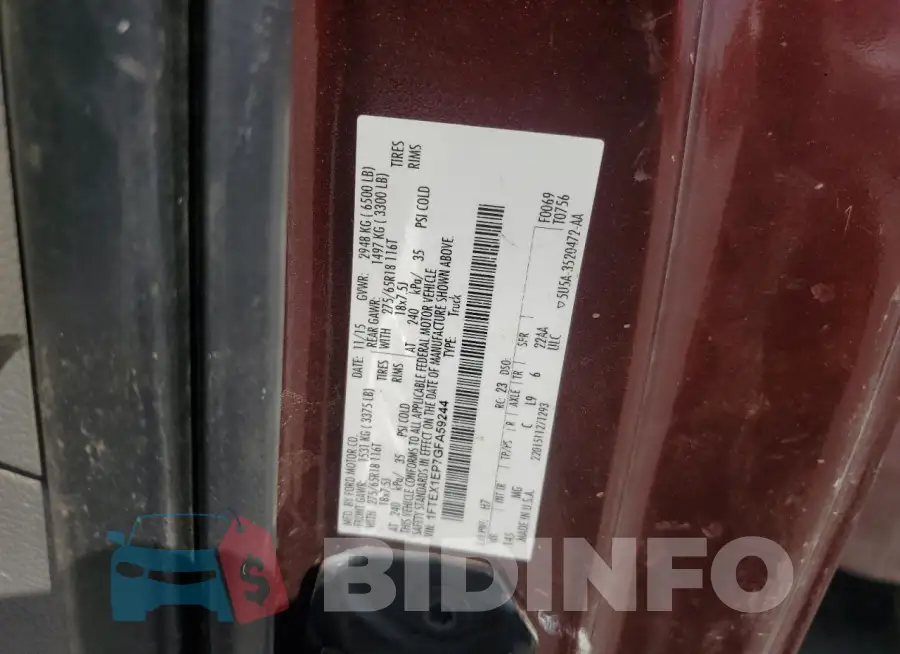 1FTEX1EP7GFA59244 Photo# 12