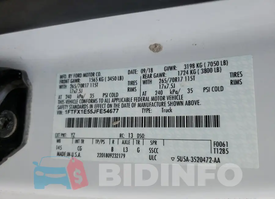1FTFX1E55JFE54677 Photo# 12