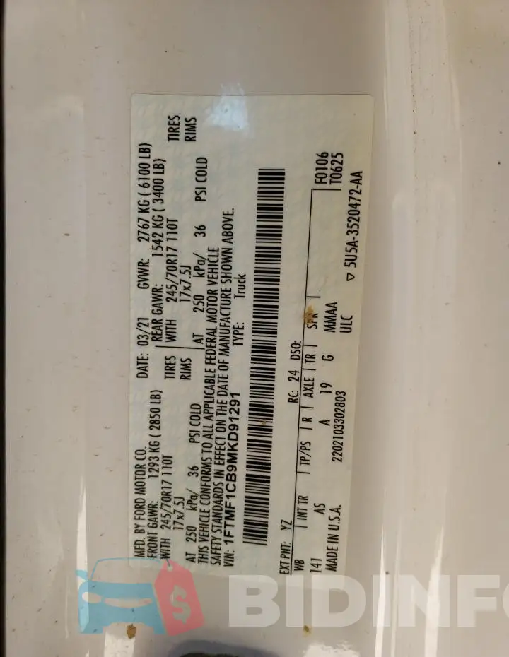 1FTMF1CB9MKD91291 Photo# 12