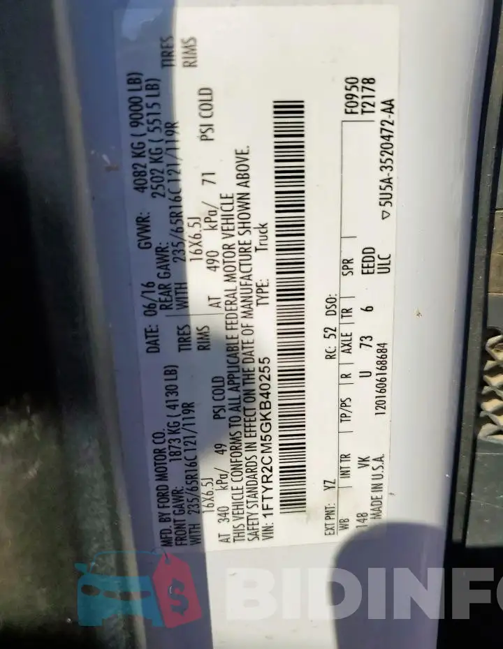 1FTYR2CM5GKB40255 Photo# 13
