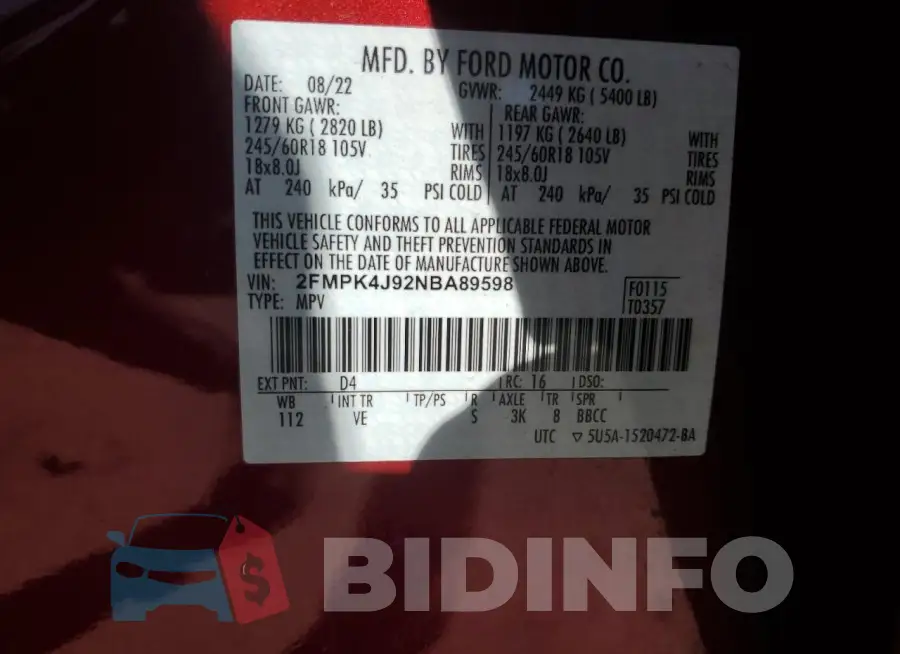 2FMPK4J92NBA89598 Photo# 13