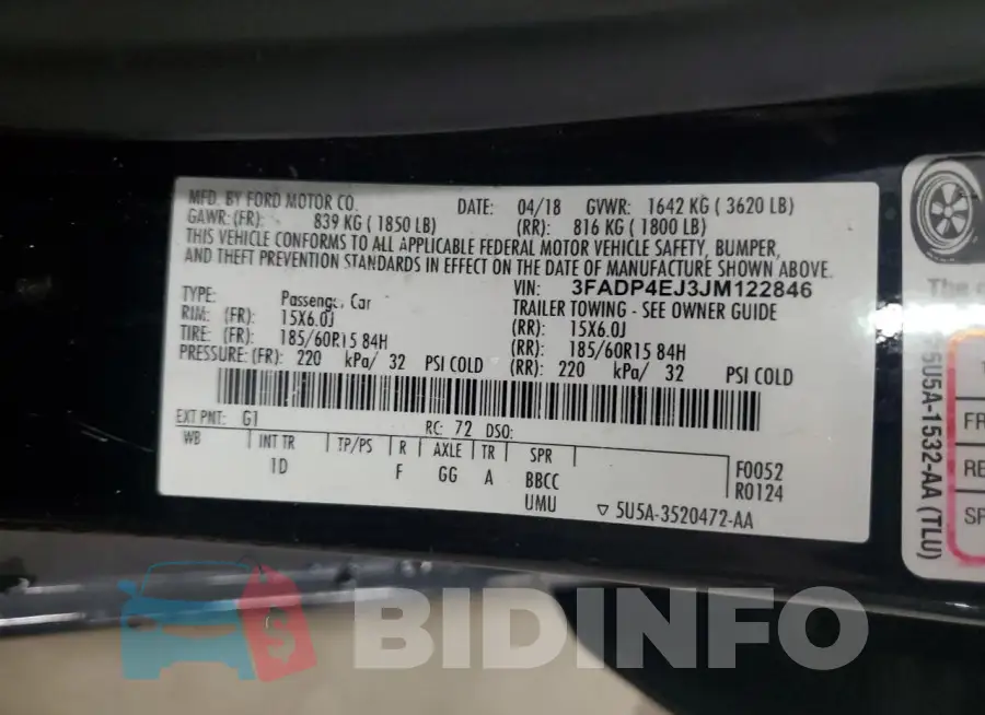 3FADP4EJ3JM122846 Photo# 12