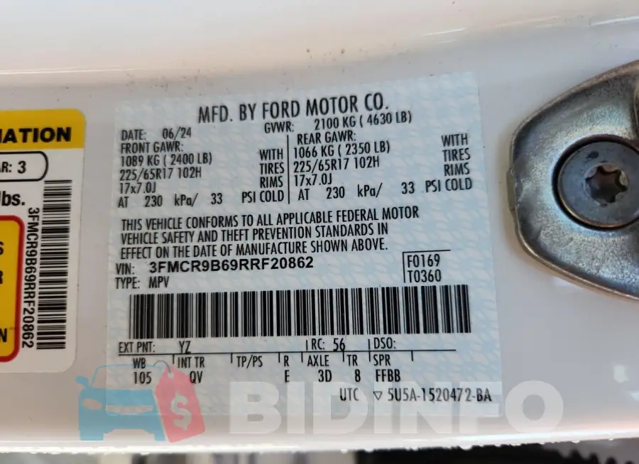 3FMCR9B69RRF20862 Photo# 14