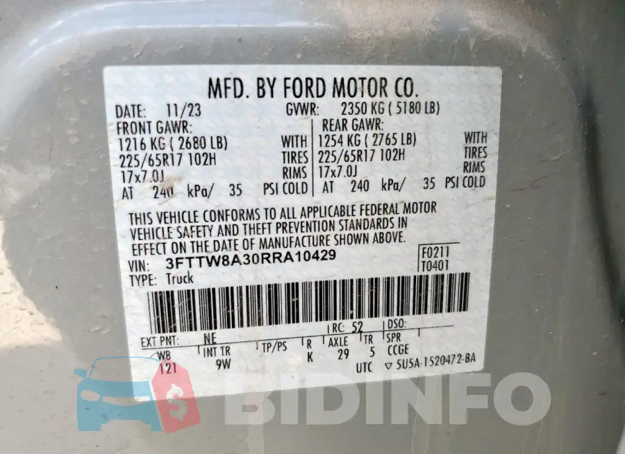 3FTTW8A30RRA10429 Photo# 12