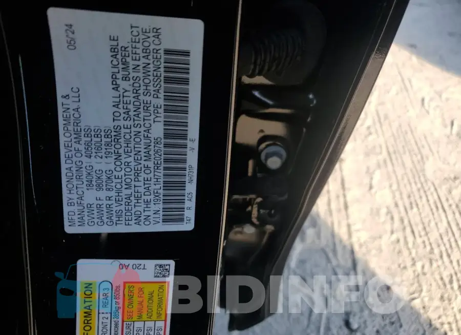 19XFL1H77RE026785 Photo# 12