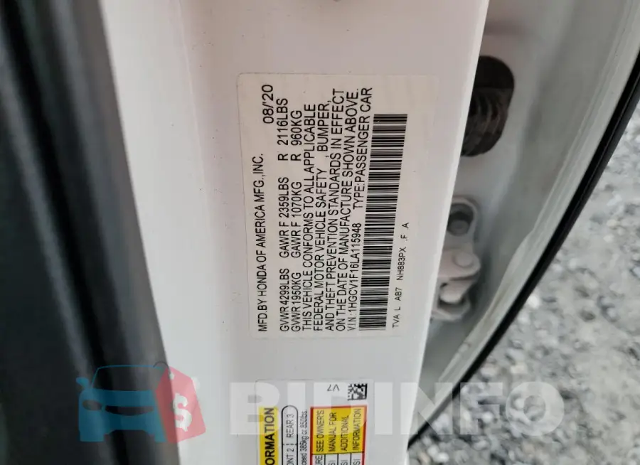 1HGCV1F16LA115948 Photo# 12