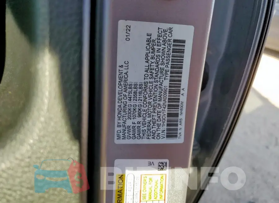1HGCV1F42NA009901 Photo# 12