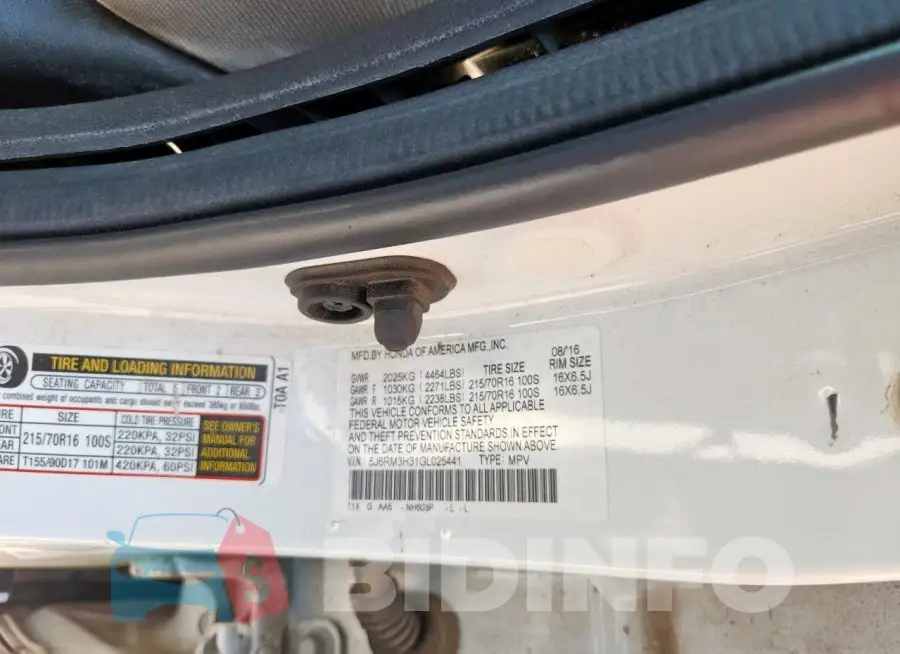 5J6RM3H31GL025441 Photo# 14