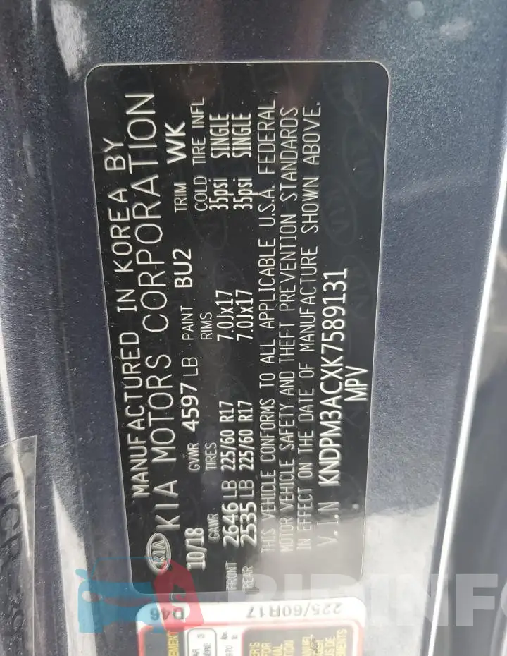 KNDPM3ACXK7589131 Photo# 13