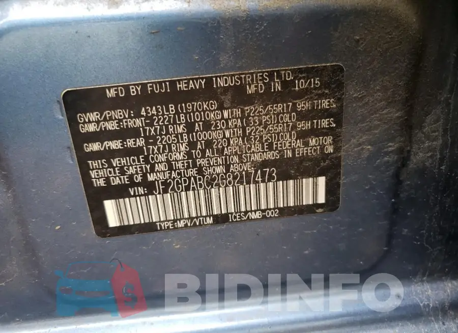 JF2GPABC2G8217473 Photo# 14
