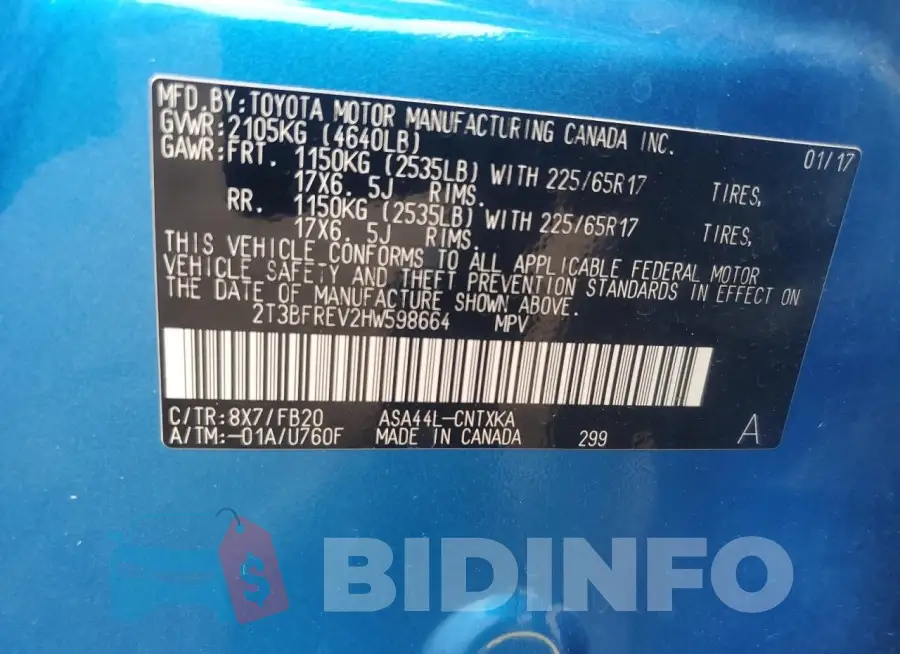 2T3BFREV2HW598664 Photo# 13