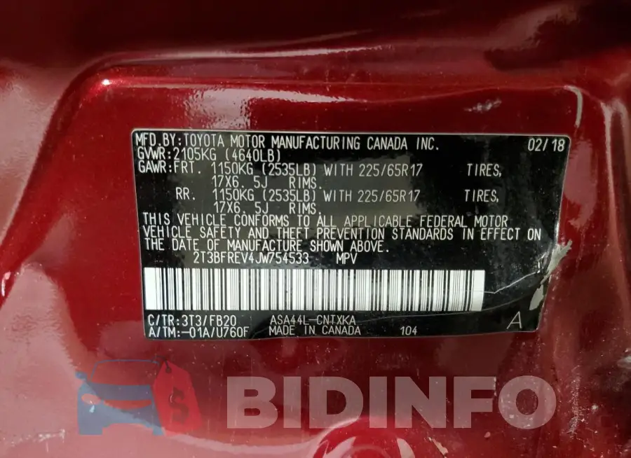2T3BFREV4JW754533 Photo# 12