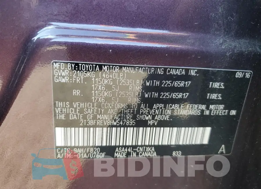 2T3BFREV8HW547895 Photo# 13