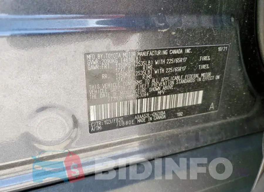2T3H1RFV8MC163084 Photo# 12