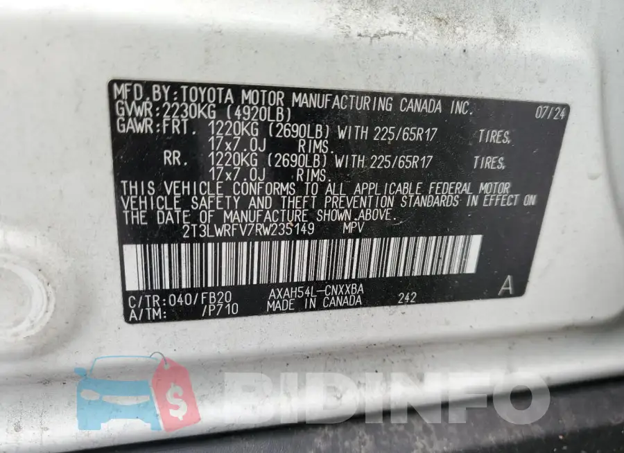 2T3LWRFV7RW235149 Photo# 14