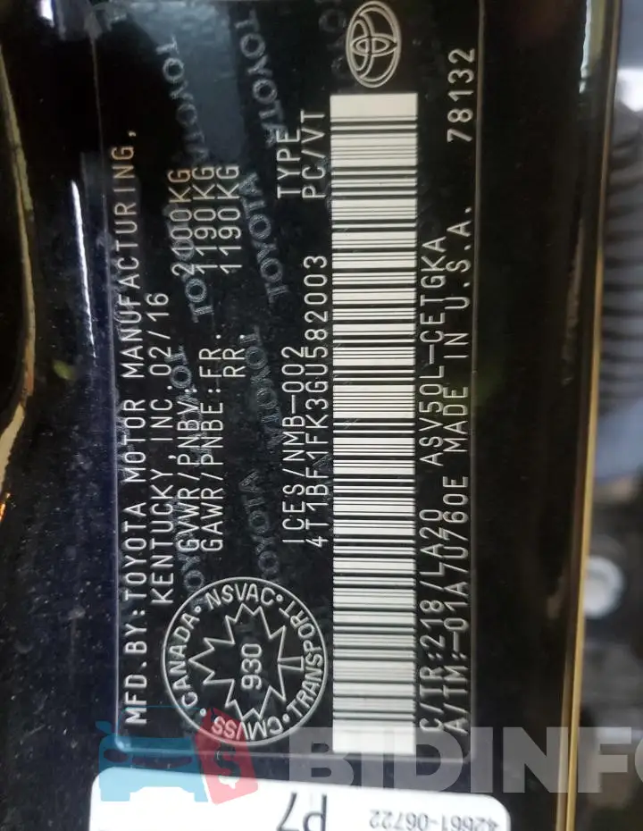 4T1BF1FK3GU582003 Photo# 12