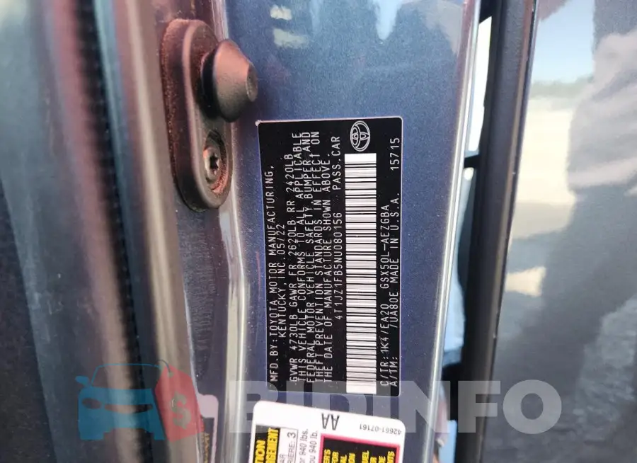 4T1JZ1FB5NU080156 Photo# 12